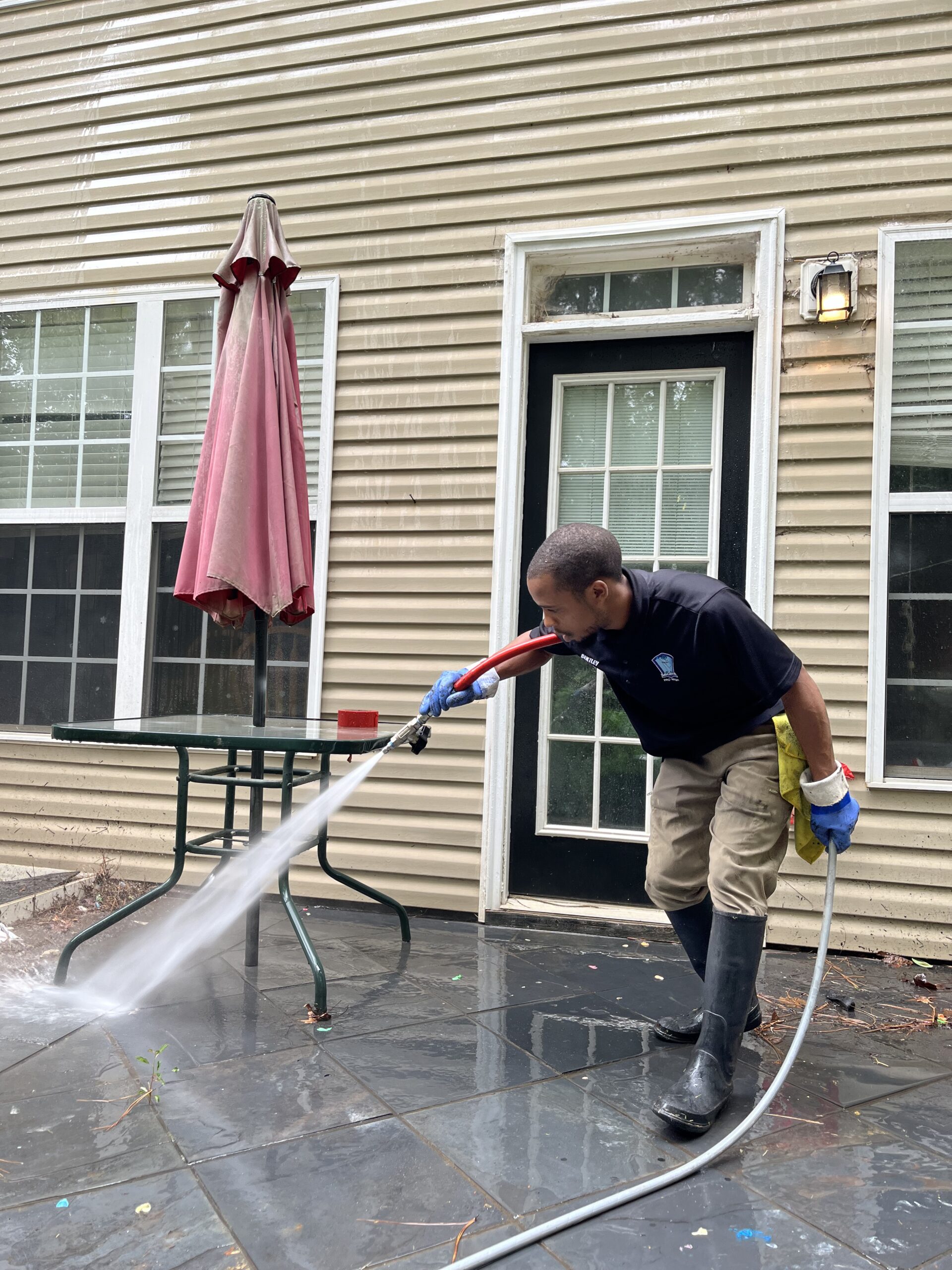 Patio stone surface before professional cleaning - Gwinnett County GA