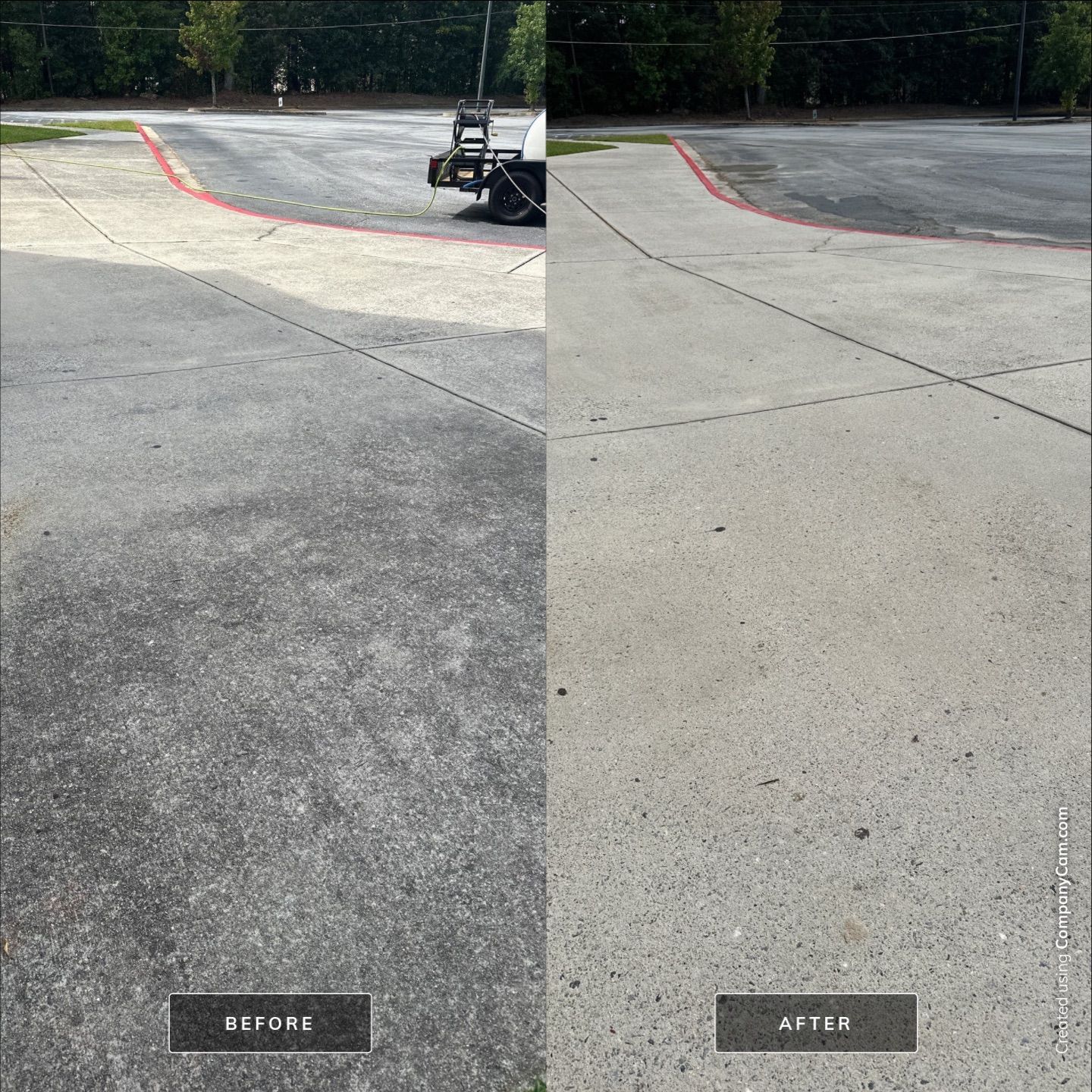 Commercial parking lot pressure washing - oil stain removal Gwinnett County GA