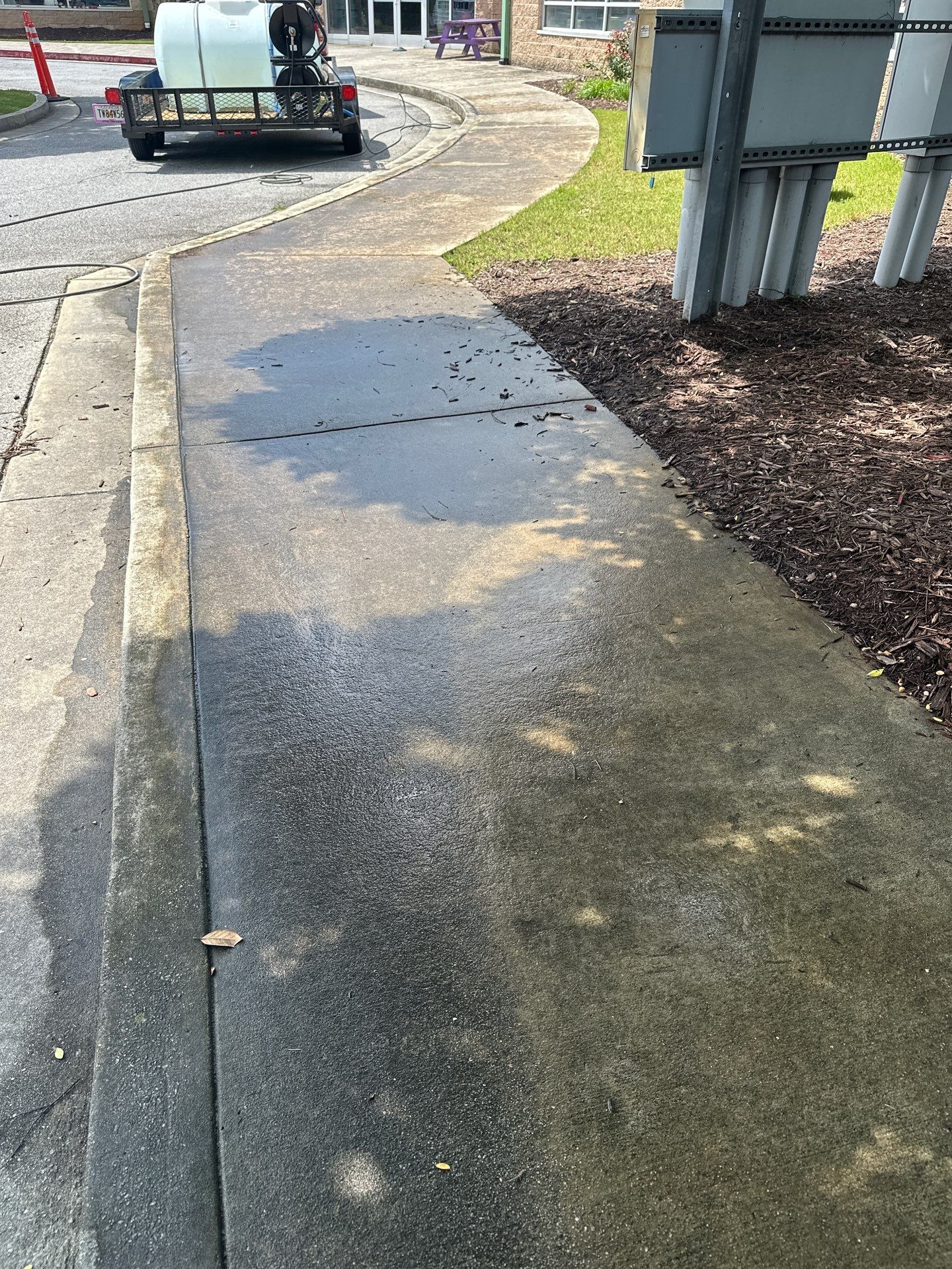 Commercial building before exterior cleaning - Gwinnett County GA
