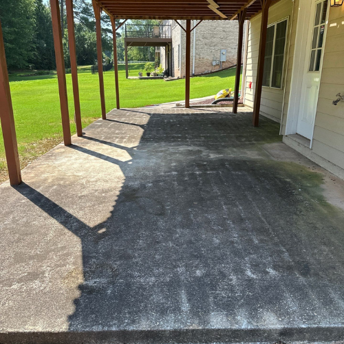 Residential patio before cleaning - staining and algae Metro Atlanta GA